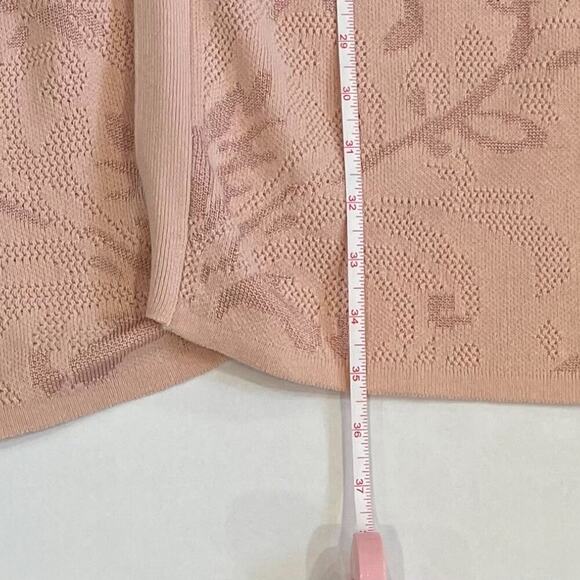 Chico's Petal/Blush Pink Long Open Cardigan, Duster Floral Jacquard Tapestry L - Picture 15 of 15